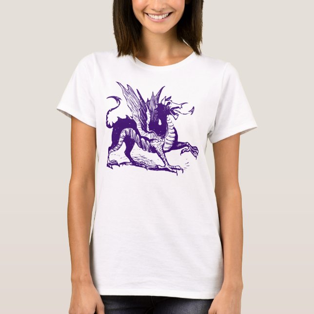Camiseta Gravação de Dragões - Roxo Profundo (Frente)