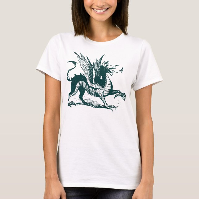 Camiseta Gravação de Dragões - Verde Escuro (Frente)