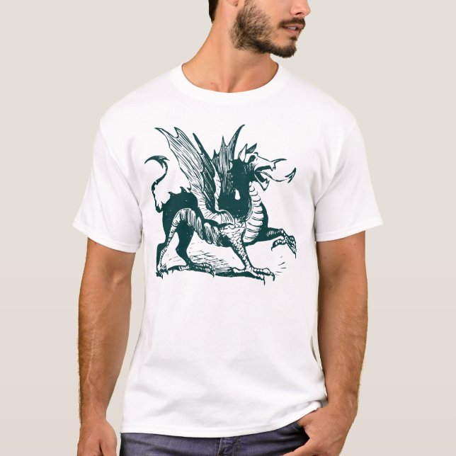Camiseta Gravação de Dragões - Verde Escuro (Frente)