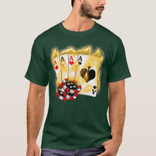 Camiseta Gravando Quatro Aes Poker Legal Quad Aces Poker