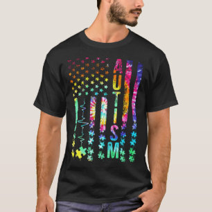Camiseta Gravata de Apoio ao Autismo com Bandeira Americana