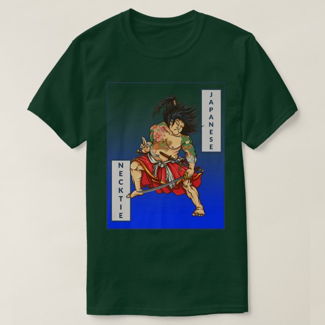 Camiseta Gravata do pescoço japonês, Samurai, JiuJitsu, MMA (Frente do Design)