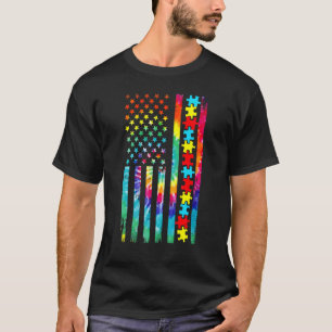 Camiseta Gravata Dye Bandeira Americana Autismo Conscientiz