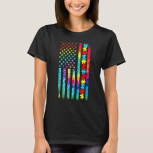 Camiseta Gravata Dye Bandeira Americana Autismo Conscientiz