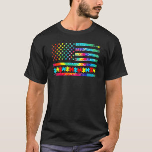 Camiseta Gravata Dye Bandeira Americana Autismo Conscientiz