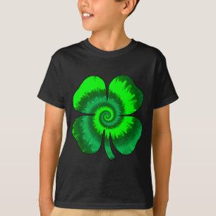 Camiseta Gravata Dye Trevo de Quatro Folhas Dia de São Patr