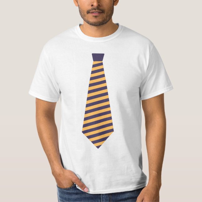 Camiseta Gravata falsa azul e dourada (Frente)