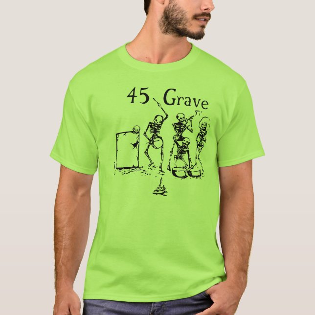 Camiseta grave da banda de esqueleto '45 (Frente)