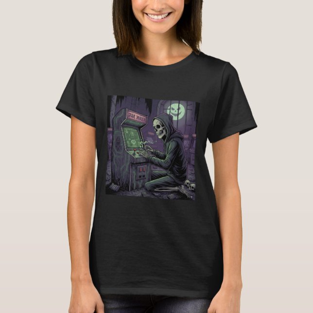 Camiseta Grave Invaders Funny Halloween Skeleton Skulls Arc (Frente)