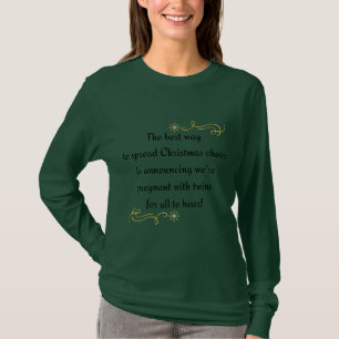Camiseta Grávida com o anúncio de Natal do Twins