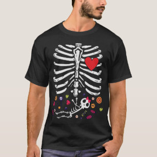 Camiseta Grávida de Halloween Bonita, Esqueleto