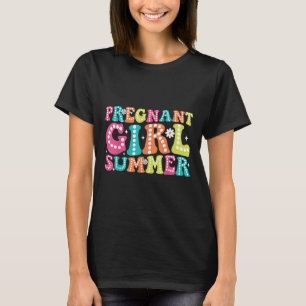 Camiseta Grávida Grávida Revela Grávida Menina de Verão