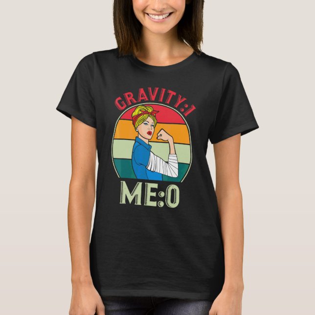 Camiseta Gravidade 1 Eu 0  Fratura do Braço 7 (Frente)