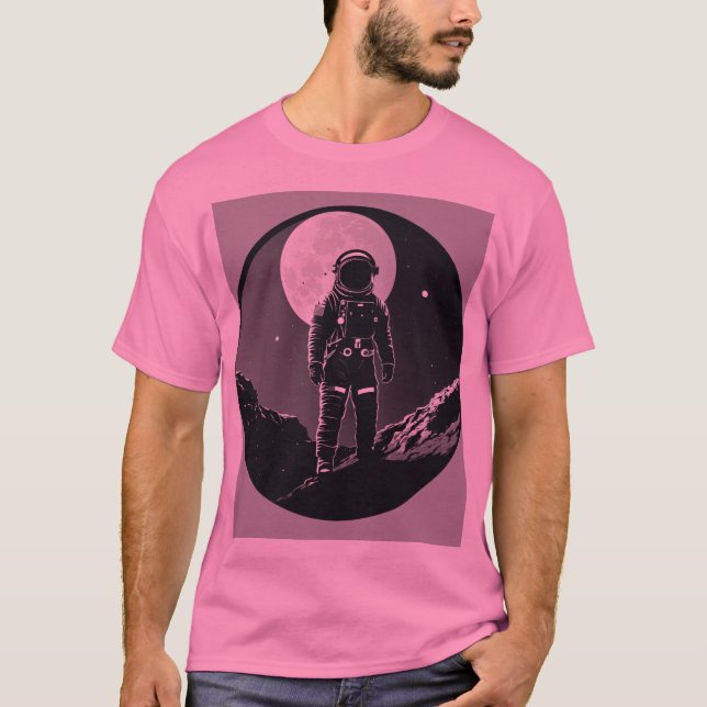 Camiseta Gravidade desafiada: Astronauta na Paisagem Lunar  (Frente)