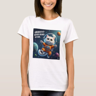 Camiseta Gravidade? Nunca Ouvi Falar Dela. Gata Espacial Fo