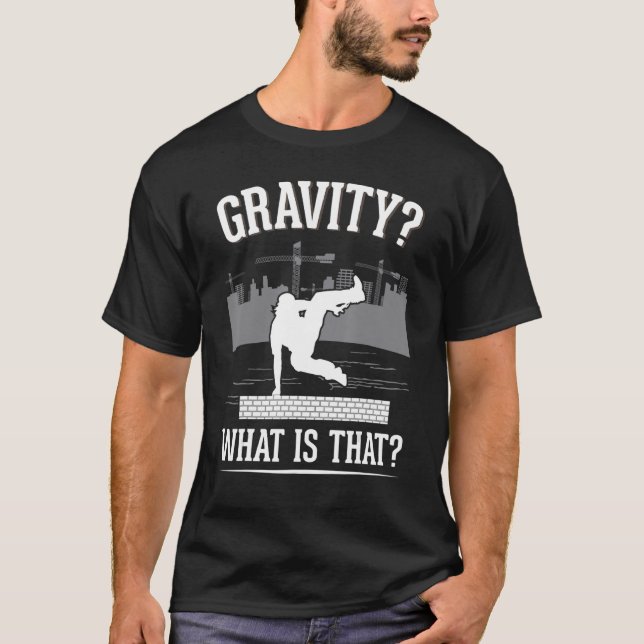 Camiseta Gravidade O que é esse Parkour Runner Free Runner  (Frente)