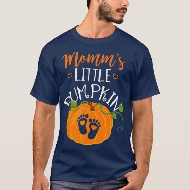Camiseta Gravidez De Halloween Mamãe Deve Ser Mamãe Pequena (Frente)