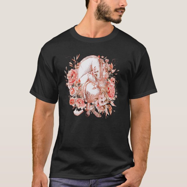 Camiseta Gravidez Floral Anatomia Bebê Ginecologia Expe (Frente)