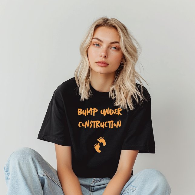 Camiseta Gravidez humorística dactiloscópica em laranja pre (Criador carregado)