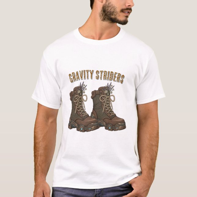 Camiseta Gravity Striders hiking boots design T-Shirt | out (Frente)