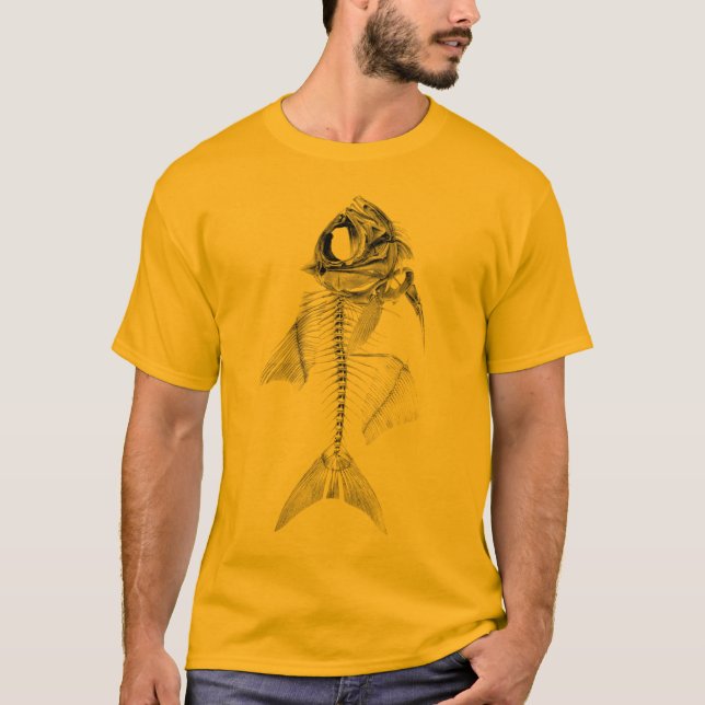 Camiseta Gravura a água-forte de esqueleto dos peixes do (Frente)