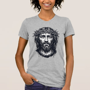 Camiseta Gravura Antiga Coroa de Espinhos Retrato Sagrado