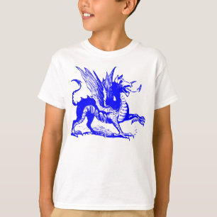 Camiseta Gravura do dragão - azul