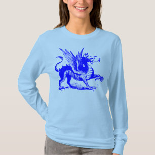 Camiseta Gravura do dragão - azul