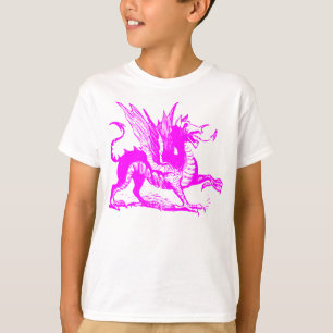 Camiseta Gravura do dragão - magenta