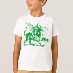 Camiseta Gravura do dragão - verde de grama