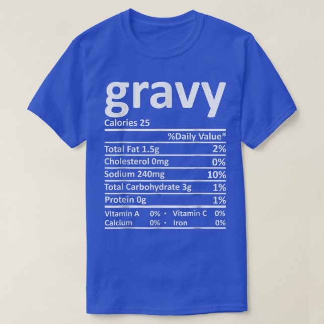 Camiseta Gravy Nutrition Facts Funny Thanksgiving Christmas (Frente do Design)