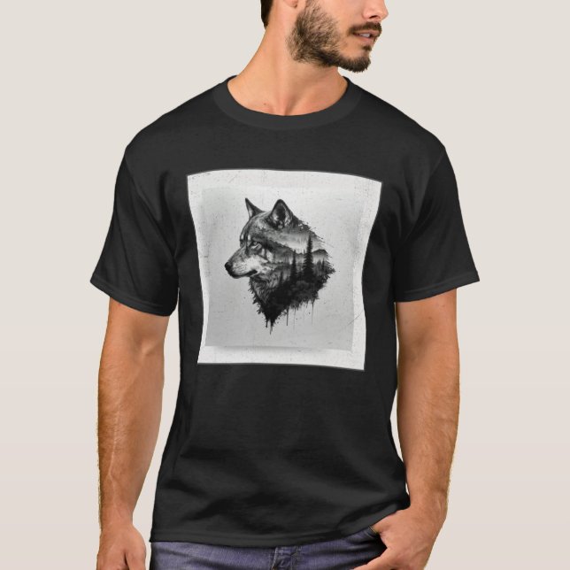 Camiseta Gray Wolf Paint Splatter Warrior Wild Animal Uniqu (Frente)