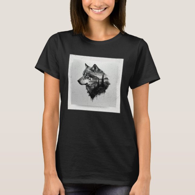 Camiseta Gray Wolf Paint Splatter Warrior Wild Animal Uniqu (Frente)