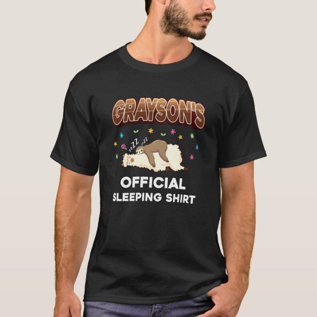 Camiseta Grayson Name Sleeping  Sleep Personalized Pajama (Frente)