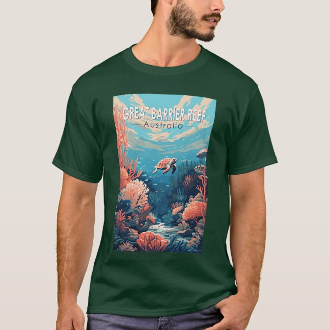 Camiseta Great Barrier Reef Australiaravel Art Vintage frie (Frente)