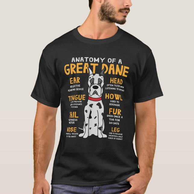 Camiseta Great Dane Anatomy Funny Dog Mom Dad Gift  (Frente)