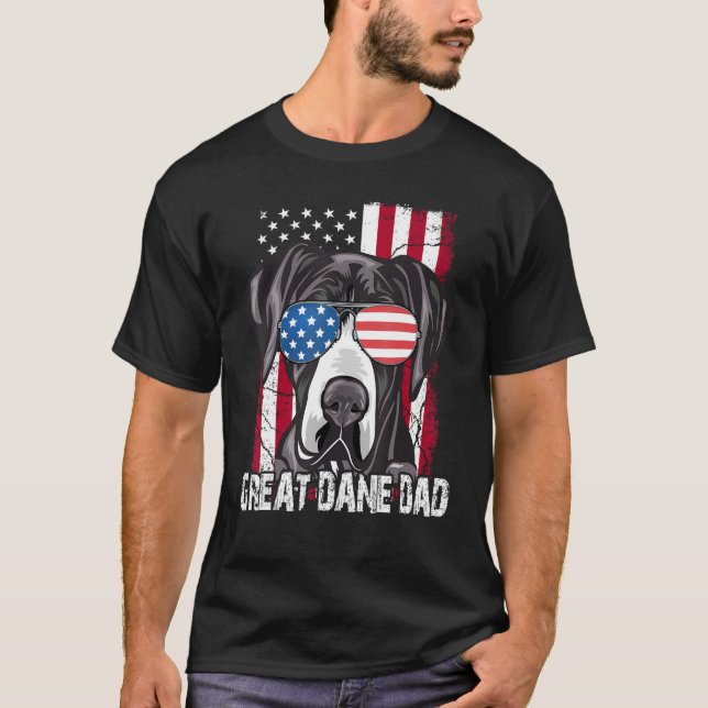Camiseta Great-Dane Dad Father Day  American Flag Dog 4th o (Frente)