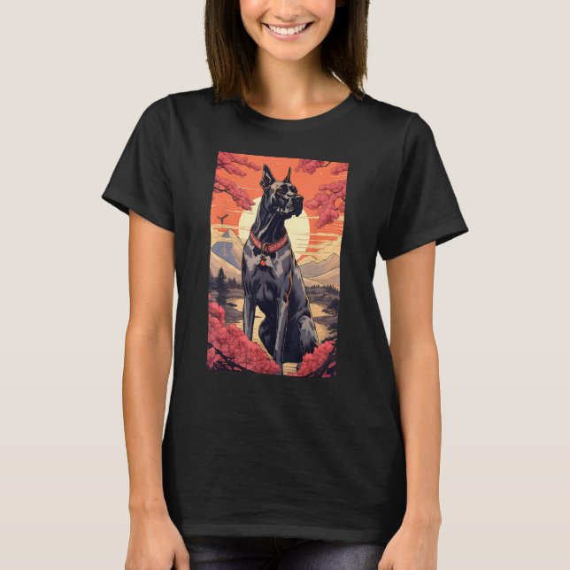 Camiseta Great Dane Dog Aestética Japonês Ukiyo e 2 (Frente)