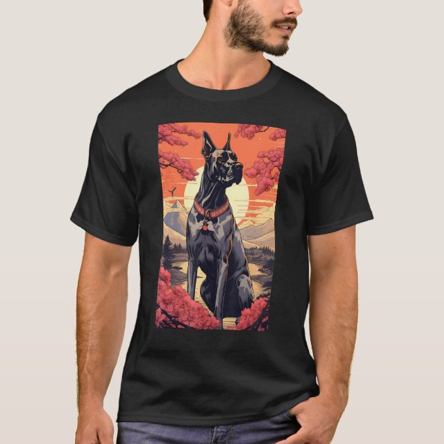 Camiseta Great Dane Dog Aesthetic Japanese Ukiyo e 2 (Frente)