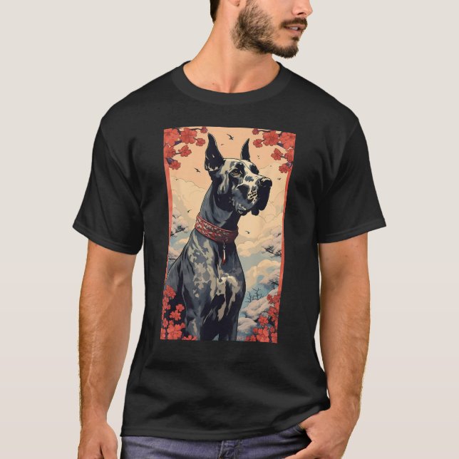Camiseta Great Dane Dog Aesthetic Japanese Ukiyo e Art (Frente)