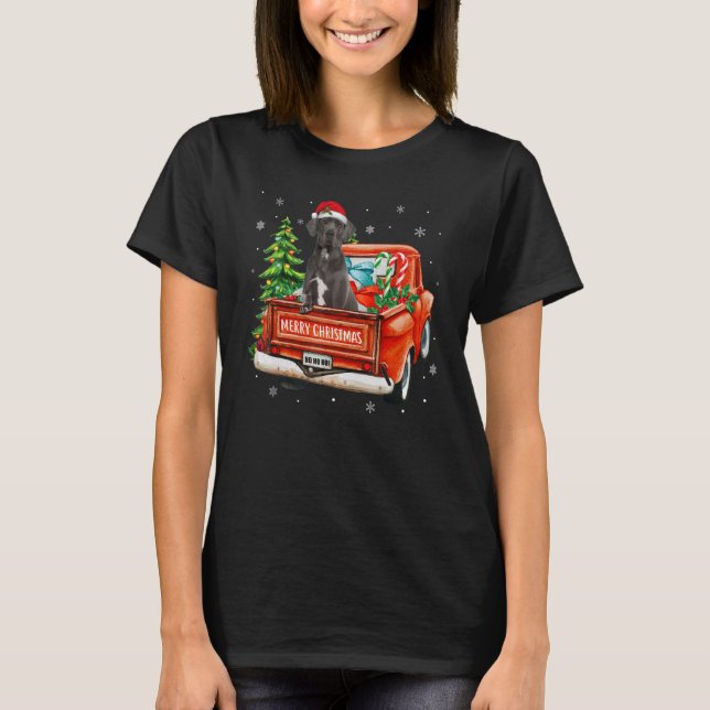 Camiseta Great Dane Dog Ride Red Truck Christmas Dog  Pajam (Frente)