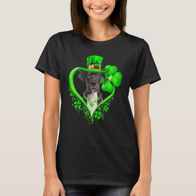 Camiseta Great Dane Dog St Patricks Day Lover Irish Shamroc (Frente)