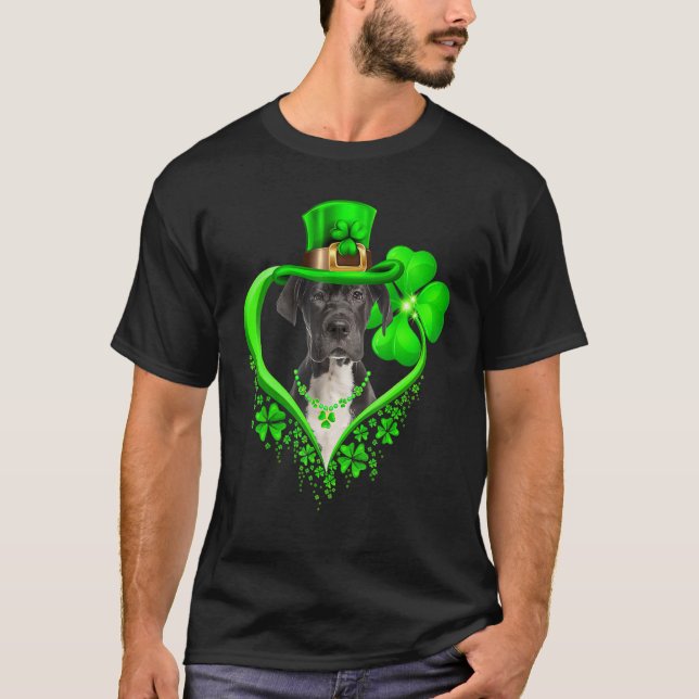 Camiseta Great Dane Dog St Patricks Day Lover Irish Shamroc (Frente)