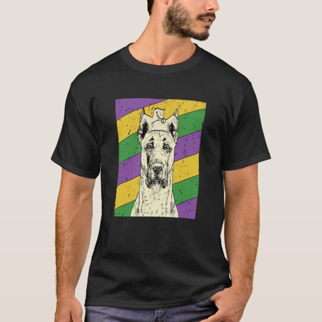Camiseta Great Dane Jester Mardi Gras Dog Mom or Dad (Frente)