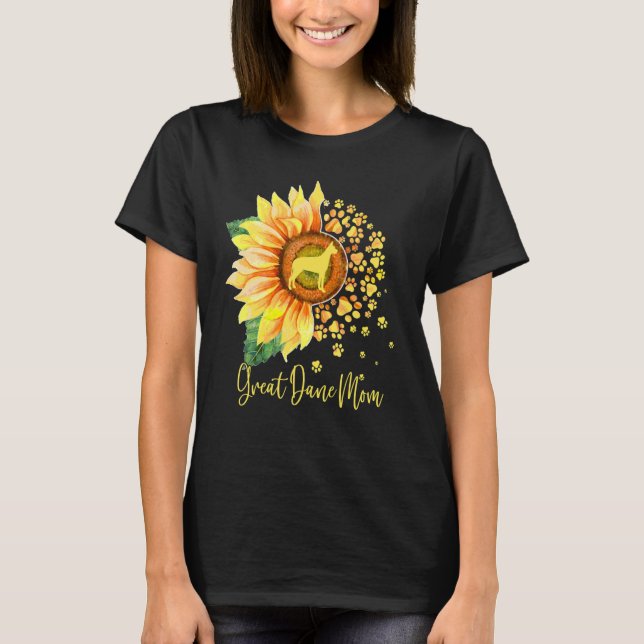 Camiseta Great Dane Mom Sunflower Dog Paw Mother s Day 2023 (Frente)