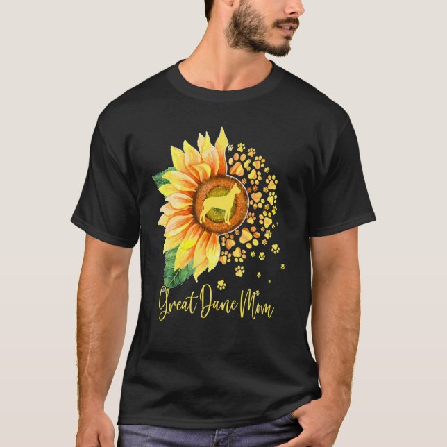 Camiseta Great Dane Mom Sunflower Dog Paw Mother s Day 2023 (Frente)