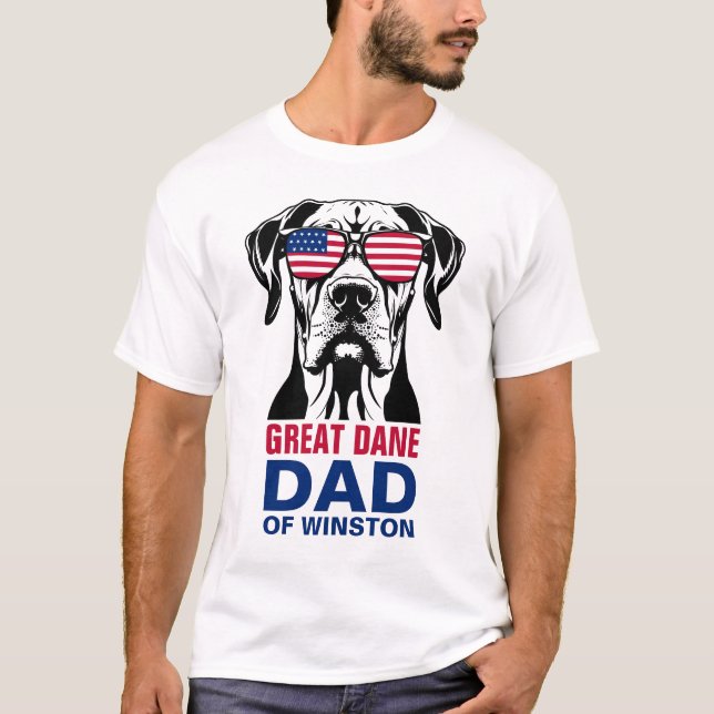 Camiseta Great Dane Pai 4 de julho - Bandeira Americana (Frente)
