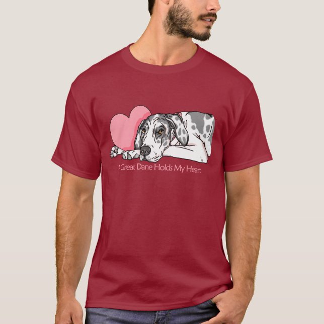 Camiseta Great Dane segura Heart Harlequin UC (Frente)