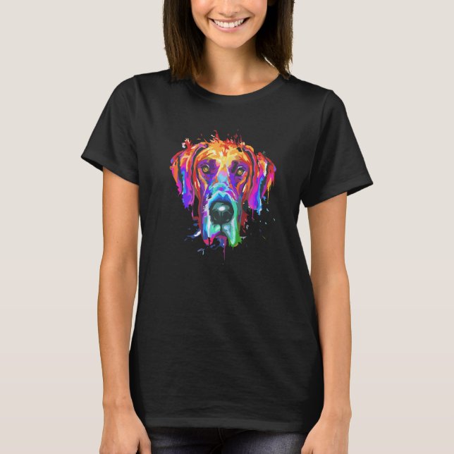 Camiseta Great Dane Splash Art Colorful Premium (Frente)