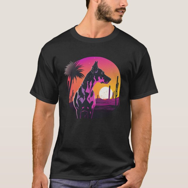 Camiseta Great Dane Synthwave 80s Retrowave Aesthetic  2 (Frente)